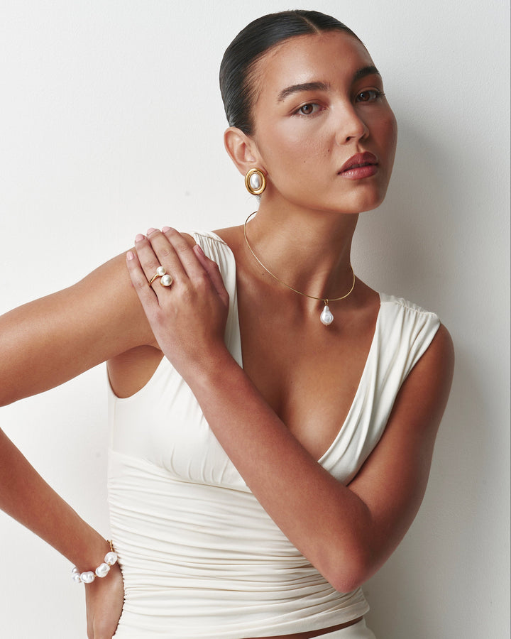 Natural Pearl Drop Collar Necklace