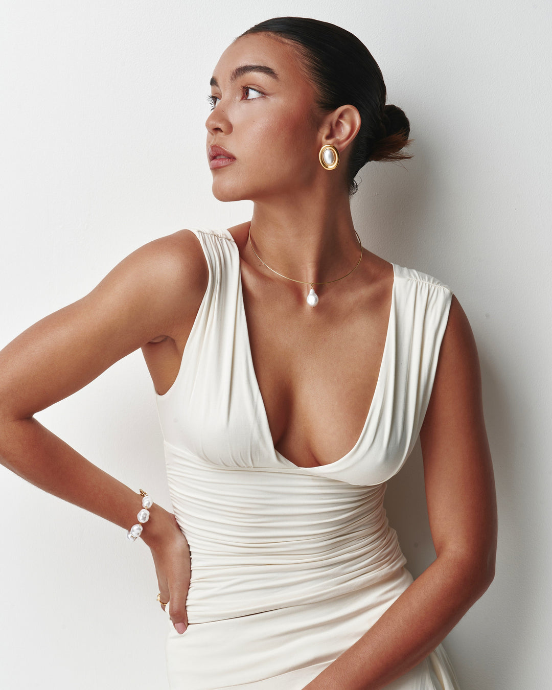 Natural Pearl Drop Collar Necklace