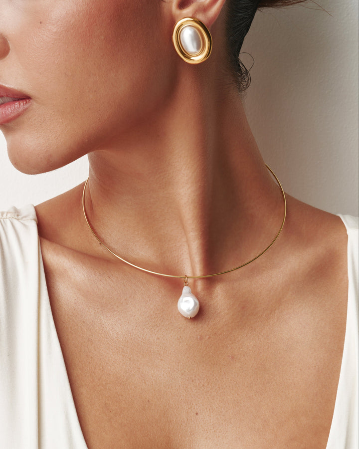 Natural Pearl Drop Collar Necklace