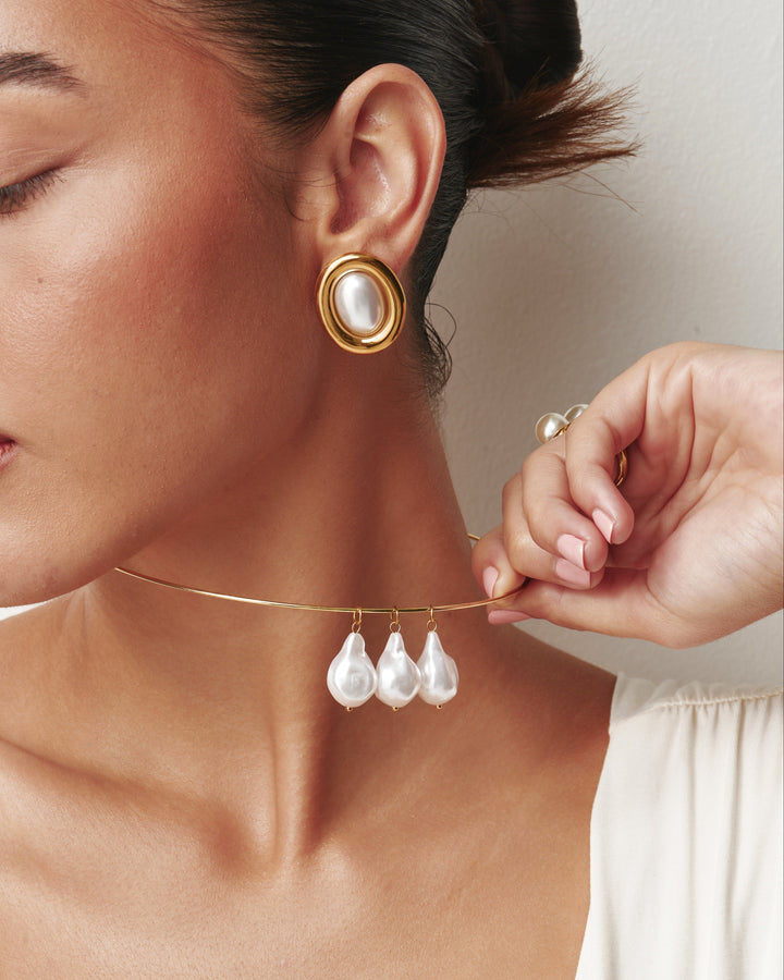 Natural Pearl Drop Collar Necklace