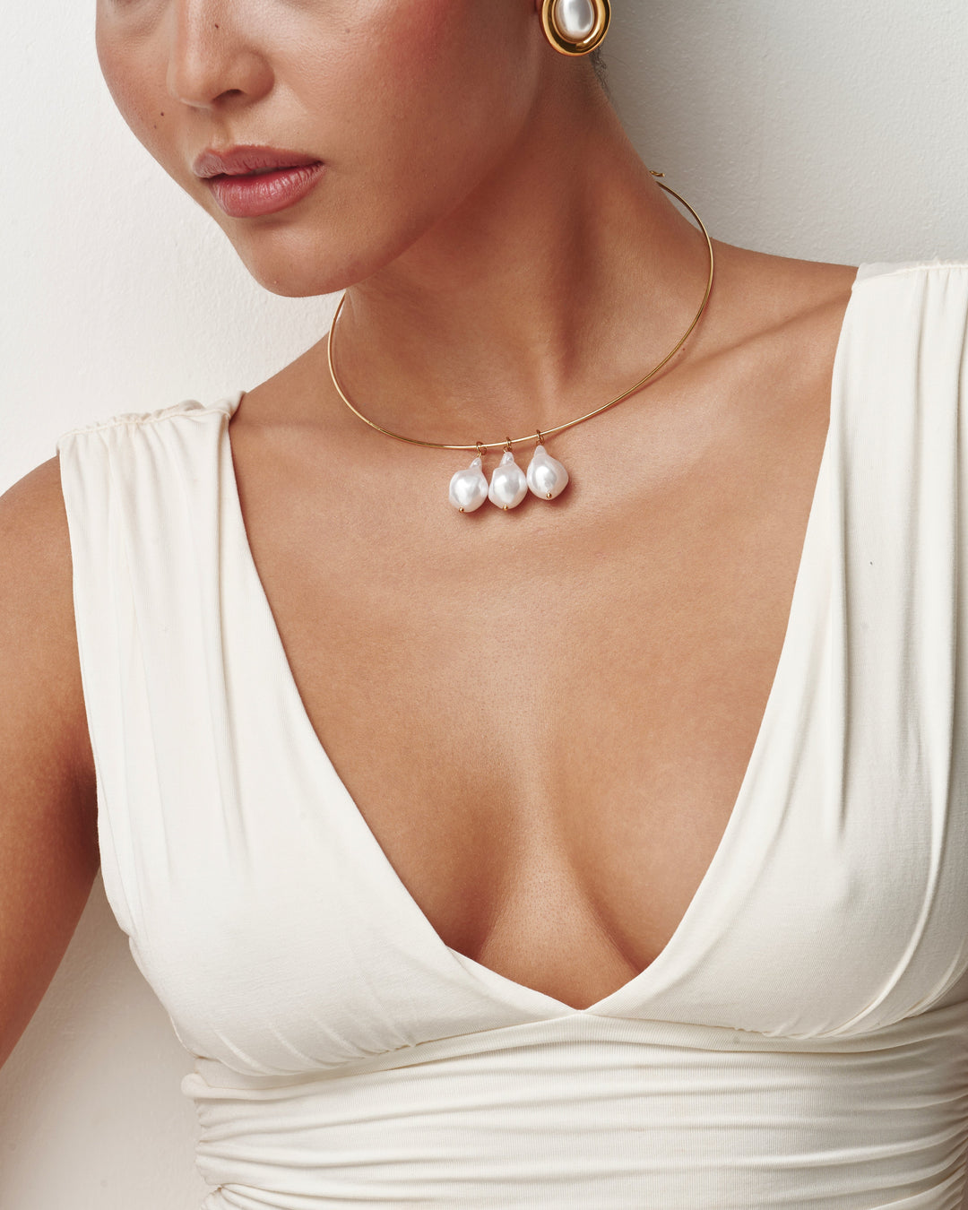 Natural Pearl Drop Collar Necklace