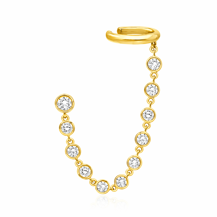 Diamond Disk Chain Ear Cuff