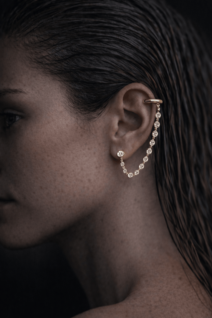 Diamond Disk Chain Ear Cuff