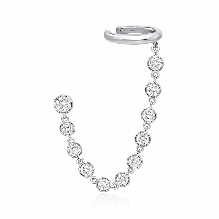 Diamond Disk Chain Ear Cuff