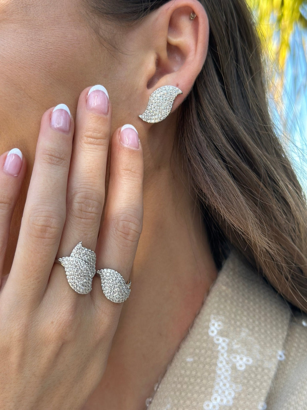 Diamond Leaf Studs