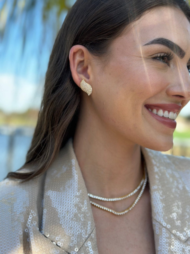 Diamond Leaf Studs