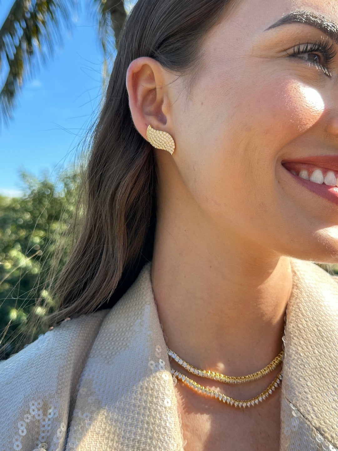Diamond Leaf Studs