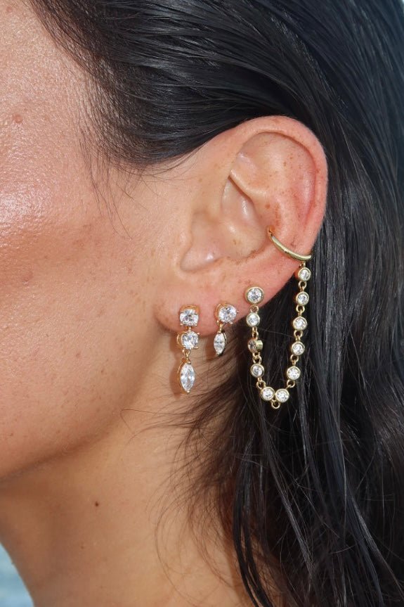 Diamond Disk Chain Ear Cuff
