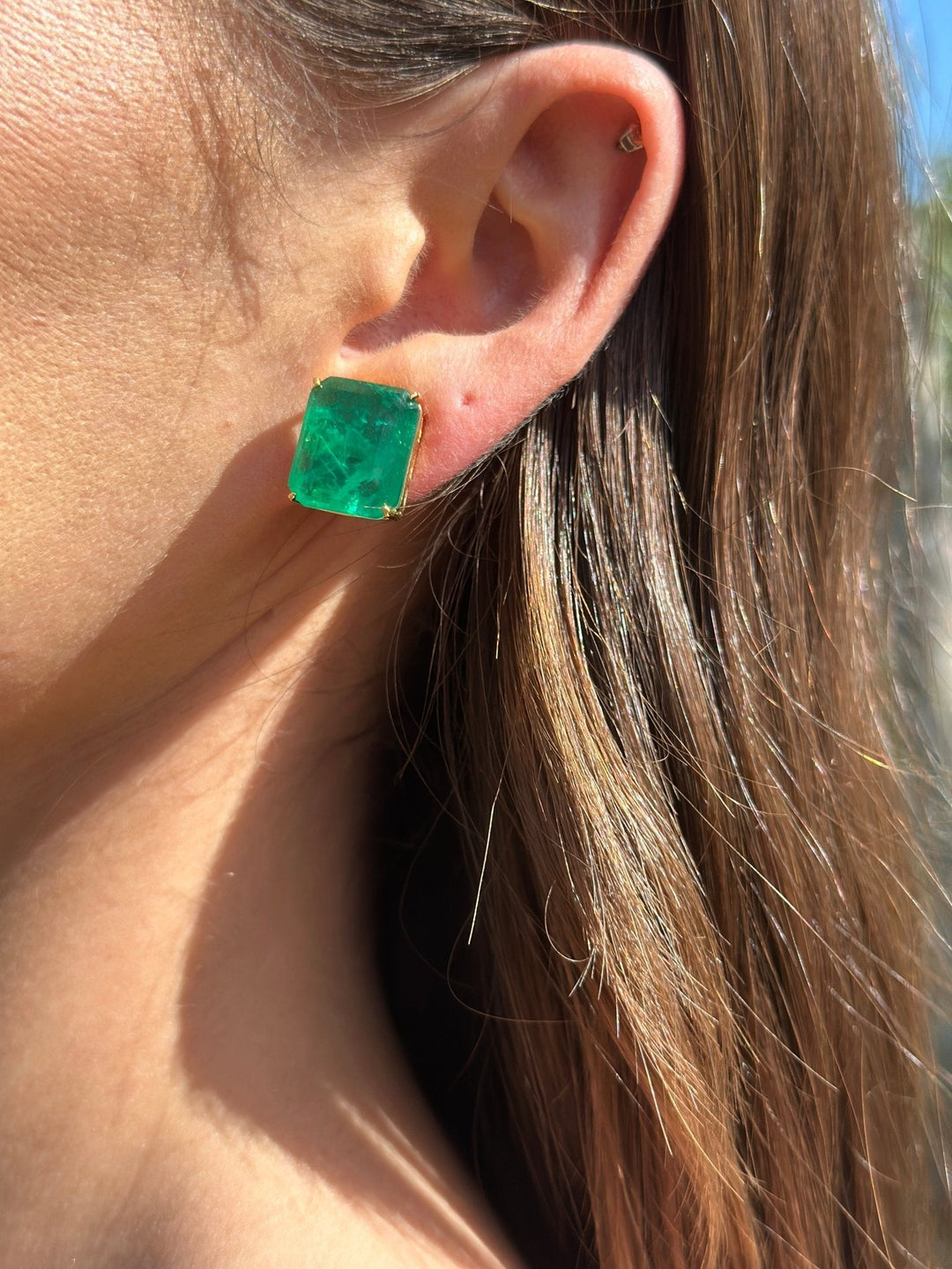 Emerald Ovesized Goddess Studs Preorder