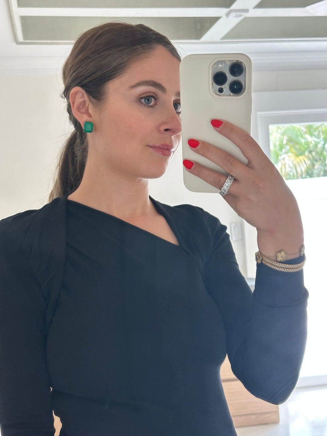 Emerald Ovesized Goddess Studs Preorder
