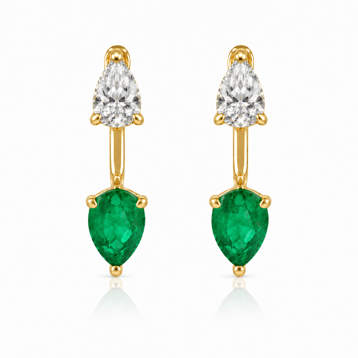 Floating Double Diamond Studs Emerald