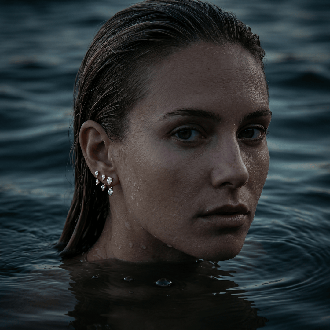 Large Floating Double Diamond Studs