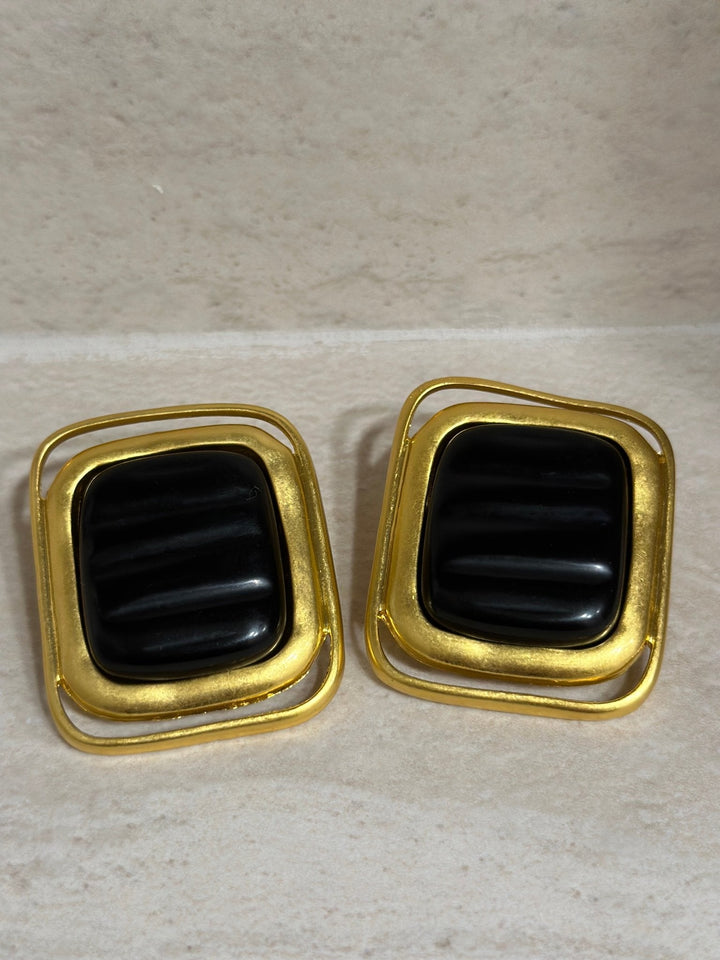 Laurent- Golden Black Resin Earrings