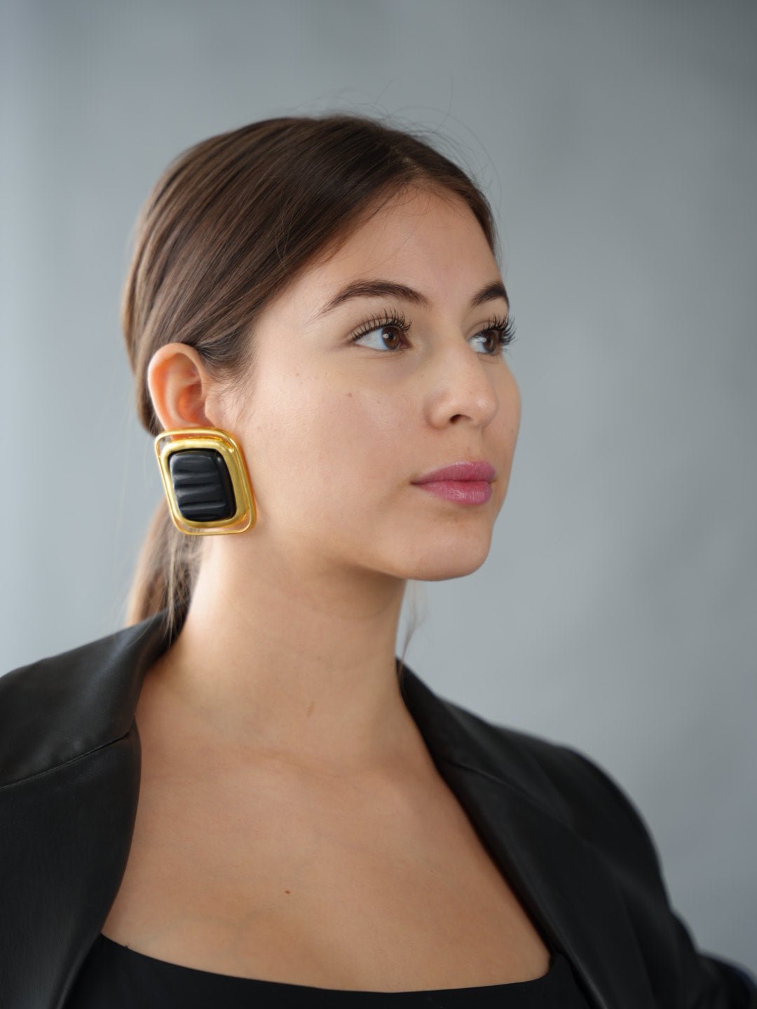 Laurent- Golden Black Resin Earrings
