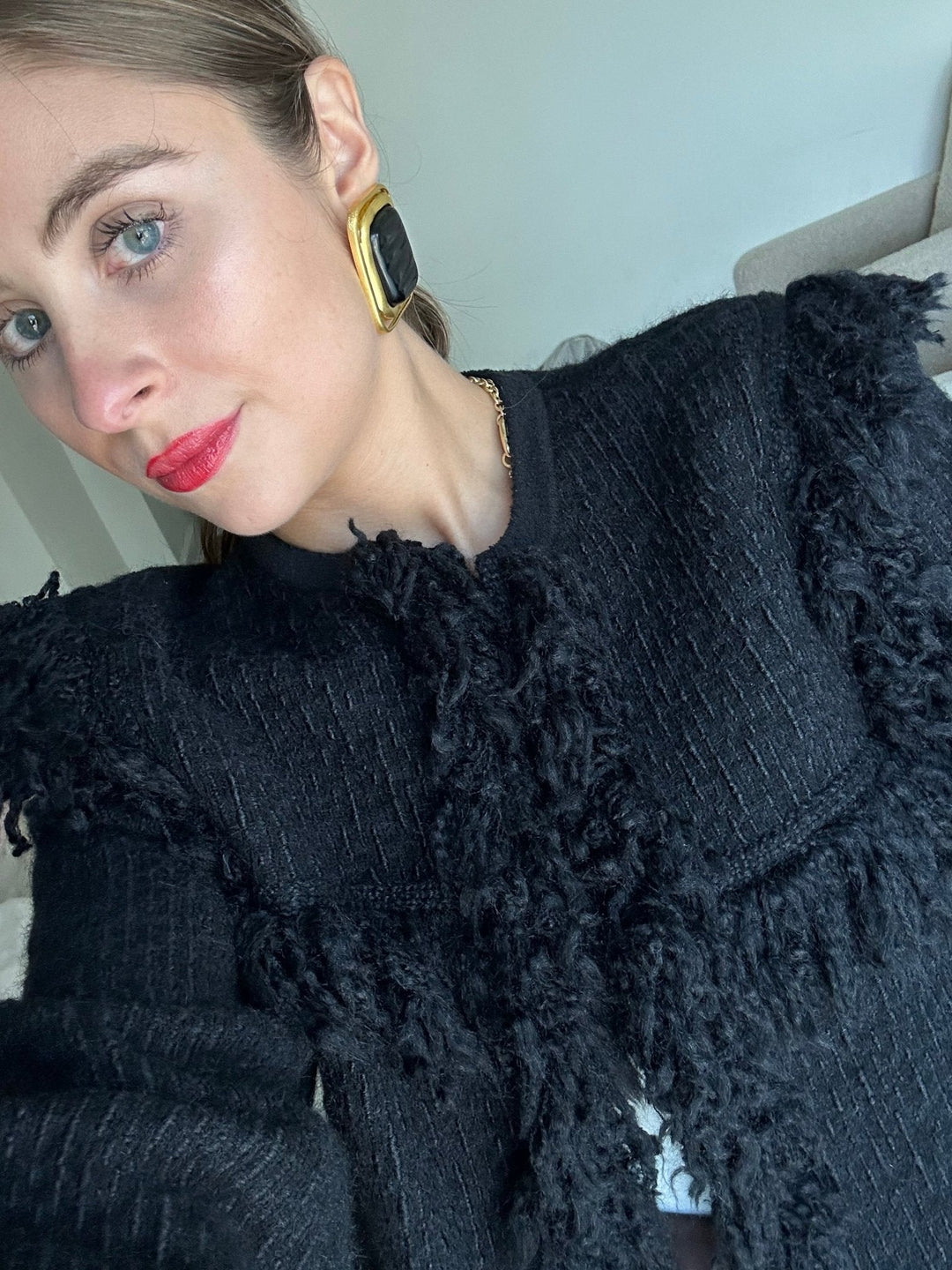 Laurent- Golden Black Resin Earrings