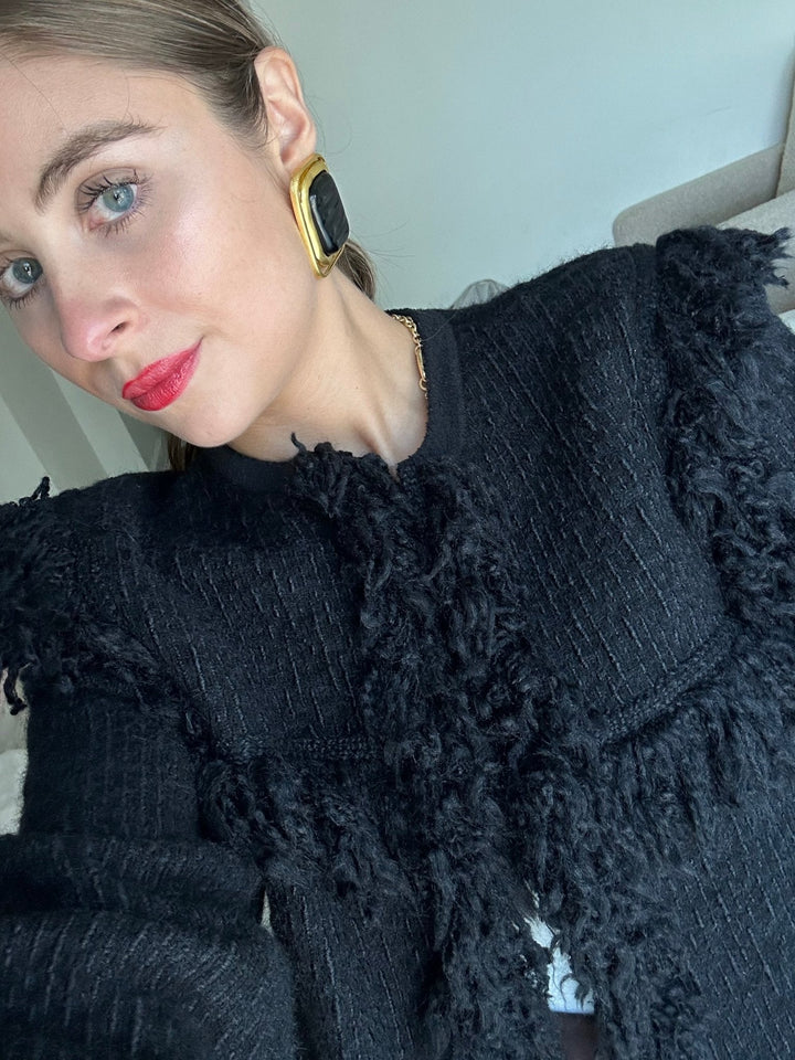 Laurent- Golden Black Resin Earrings
