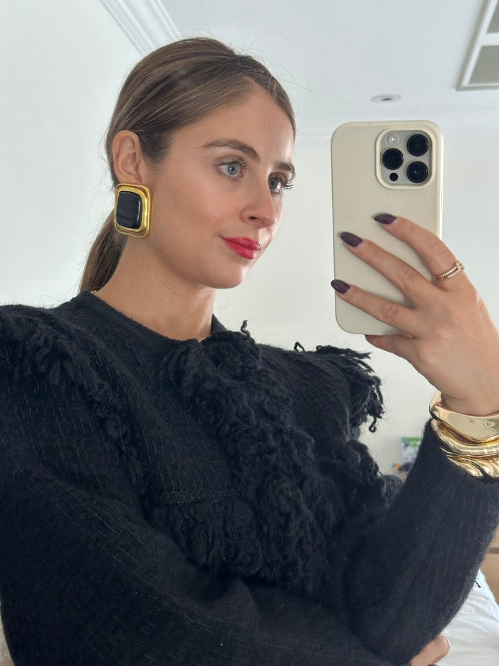 Laurent- Golden Black Resin Earrings