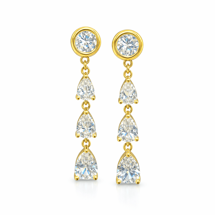 The Diamond Convertible - 2-in-1 Bezel Stud & Pear Cascade Back Drop Earrings