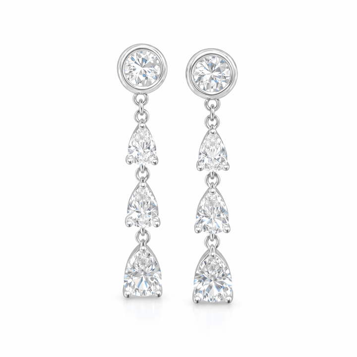 The Diamond Convertible - 2-in-1 Bezel Stud & Pear Cascade Back Drop Earrings